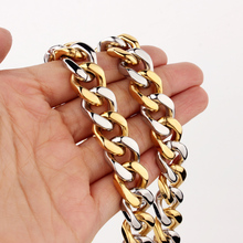 Fashion 7"-36" Silver Gold Heavy Stainless Steel Curb Cuban Link Chain Miami Chain Necklaces for Men Jewelry 15mm Wide 2024 - buy cheap