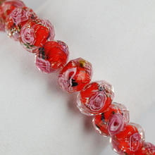 Approx 30pcs/lot Flat Round Disk Shape 6x8mm Glass Lampwork Faceted Flower Loose Beads Red CN-BBC028-03 2024 - buy cheap