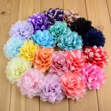 20 unids/lote 20 colores U Pick 8cm purpurina dos tonos flores de Gasa parte posterior plana para niñas Boutique accesorios para el cabello MH73 2024 - compra barato