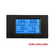Amperímetro digital ac 80-260v/a, amperímetro, voltímetro, voltagem de corrente, potência, watt, medidor de energia, monitor com transformador, luz de fundo azul 2024 - compre barato
