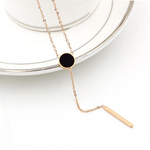 Martick New Arrival Black Round Piece Pendant Necklace For Woman Fashion Necklace Silver/Rose Gold/Gold Color Jewelry P205 2024 - buy cheap