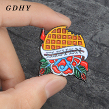 GDHY "ELEVEN" Waffle Biscuits Brooch Waffle Flowers Enamel Pins Fashion Lapel pin Metal Badge Brooch For Everyone Romantic Gift 2024 - buy cheap