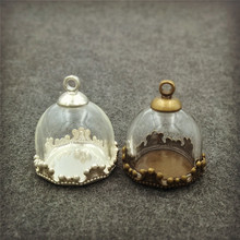 5sets/lot 15mm glass globe dome crown base beads cap set glass globe set glass vial pendant glass cover 2024 - buy cheap