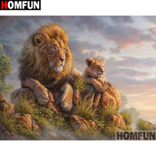 HOMFUN-pintura de diamante 5D DIY "Animal León", cuadrados o redondos de imitación bordado de diamantes, estilo punto de cruz 3D, decoración del hogar, A17702 2024 - compra barato