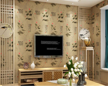 beibehang New Chinese retro lotus leaf non-woven wallpaper living room bedroom background wall restaurant shop papel de parede 2024 - buy cheap