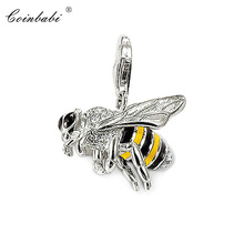 Pendant Insect Bee White Zirconia Jewelry For Women And Men Trendy Gift Europe Key Chains Silver Jewelry Pendant Fit  Necklace 2024 - buy cheap