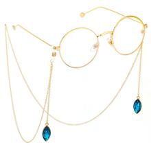 Fashion Womens Eyewear Chains Sunglasses Metal Rope Blue Crystal Pendant Reading Glasses Chain Cord Holder Neck Strap 2024 - buy cheap