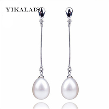 YIKALAISI 2017 Natural Pearl Earrings For Women 925 Sterling Silver Jewelry 8-9mm  long Pearl jewelry Quality Wedding Gift 2024 - buy cheap