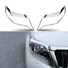 For Toyota Prado 2014 2015 2016 2017 ABS Chrome Front Headlight Eyebrow Headlamp Decoration Strips Cover Trim Car Accessories 2024 - buy cheap