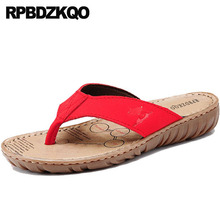 Slides Casual Red Sandals 2021 Wide Fit Shoes Ladies Plain Fashion Summer Chinese Beach Women Slippers Brown Leather Flip Flop 2024 - buy cheap