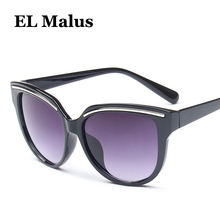 [EL Malus]2018 Fashion Big Cat Eye Frame Sunglasses Women Female UV400 Gray Lens Mirror Vintage Sun Glasses Brand Designer 2024 - buy cheap