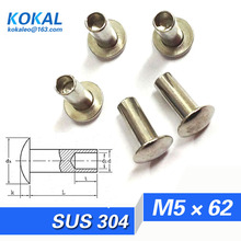 [YK304-M5*62]20PCS Free Shipping 304 stainless steel rivet oval head DIY M5 Series half hollow rivet M5*62mm 2024 - buy cheap
