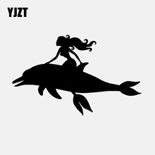 YJZT 16.6CM*10.4CM Vinyl Decal Fish Dolphin Sexy Mermaid Marine Style Car Stickers Decor Black/Silver C24-0751 2024 - buy cheap