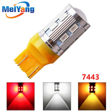 Lâmpadas led de alta potência para carro, 20 peças, 7443, 7440, 12 smd 5730, w21/5w, 5w, xpe, fonte de luz, estacionar, vermelho, branco e amarelo 2024 - compre barato