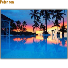 Peter ren Diy pintura de diamante 3d mosaico cuadrado diamantes de imitación pegados kit de punto de cruz bordado de diamantes artesanales parpadeo lago Bambú 2024 - compra barato