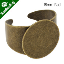 18mm antique bronze Plated Adjustable Ring Blanks Base With Pad,fit 18mm cabochon,Sold 20pcs/lot-C4660 2024 - buy cheap
