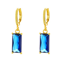 2019 Luxury Female Blue red green Cubic Zircon Buckle Stud Earrings for Women 24K Gold Earrings For Female weddings Jewelry 2024 - buy cheap