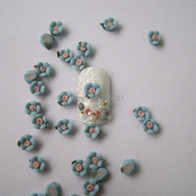 CF1-10 30pcs Cute Ceramic Light Blue Flower Shape Nail Art Decoration Outlooking 2024 - buy cheap