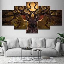 Pintura en lienzo de animales mágicos de ciervos, imágenes artísticas de pared, 5 piezas, papel tapiz Modular, póster impreso para sala de estar, decoración del hogar 2024 - compra barato