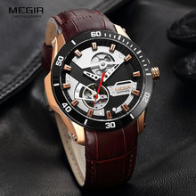 Megir relógio masculino de couro, mecânico com pulseira de couro, de luxo vento, para homens, de marca superior, 62069 2024 - compre barato