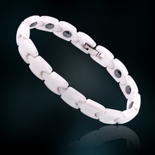 Hot Sale Energy Magnetic Health Bracelet Men Brazil Style Couples White Ceramic Titanium Steel Bracelets For Men And Women 2024 - buy cheap