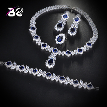 Conjunto de joyas de circonita cúbica AAA de cristal transparente Be 8 para mujer, conjuntos de Boda nupcial, 4 piezas, pendientes, collar, pulsera regalo S161 2024 - compra barato