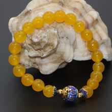 Original design cloisonne yellow chalcedony round beads jades stone bracelets 8mm high grade women gifts jewelry 7.5inch B2699 2024 - buy cheap