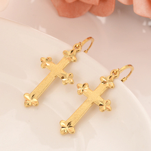 high quality Fashion 24k Gold Filled Women's Drop Earring Dangle Earring Charms Jewelry Cross Earrings brincos  Vintage  girls 2024 - buy cheap