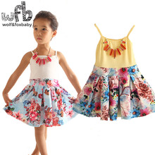 Vestido de princesa sin mangas para niñas pequeñas, ropa bonita con estampado Floral coreano, de 3 a 10 años, primavera y otoño, novedad de 2016 2024 - compra barato