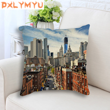 Nordic Decorative Cushion Bus Ocean Beach City Landscape Printed Throw Pillow Linen Seat Back Cushion for Sofa Home Decor 2024 - buy cheap