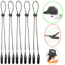 5pcs/lot ADJUSTABLE Cap Eyewear Retainer Hat Leash Clip Holder Black Nylon Cord Strap 2024 - buy cheap