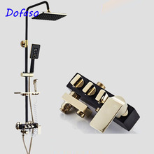 Dofaso luxury europe retro black/gold/white rainfall shower set bathroom shower faucet brass mixer tap cold and hot water shower 2024 - buy cheap