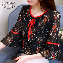 2019 summer tops chiffon blouse women shirt fashion flare sleeve shirt print blouse blusas plus size women's clothing 0080 30 2024 - buy cheap