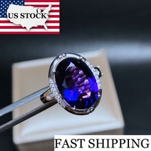 Uloveido Big Crystal Amethyst Rings, 925 Sterling Silver,Fashion Crystal Ring, February Birthstone Rings for Women FJ337 2024 - buy cheap
