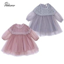 Pudcoco 2018 Toddler Baby Girl Dress Princess Lace Long Sleeve Tulle Party Pageant Bridesmaid Formal Dress Outfit Clothes 3M-3Y 2024 - buy cheap