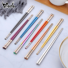 4 Pairs 18/10  Stainless Steel Chopsticks Laser Engraving Antiskid Reusable Sushi Food Sticks Chinese Tableware Japanese Korean 2024 - buy cheap