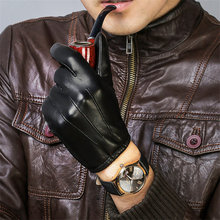 Genuine Leather Gloves Male Short Style Man Sheepskin Gloves Winter Warm Plus Velvet Thicken Driving Classic Black  DQ1912 2024 - buy cheap