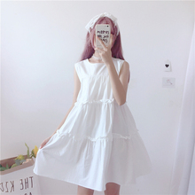 Summer Women's New Women's Sweet Round Neck Loose Sleeveless Sweet Cute Dress Student Campus Casual Dress 2024 - buy cheap