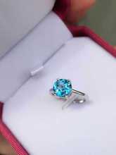 Natural blue topaz stone Ring Natural gemstone Ring 925 sterling silver trendy Simple Circular round women's party Jewelry 2024 - buy cheap