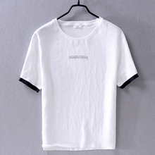 2019 moda marca t shirt homens linho sólida das Suehaiwe branco t-shirt dos homens casual tops camiseta confortável para homens camisa chemise 2024 - compre barato