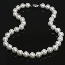 Collar de cadena de perlas de imitación de concha redonda blanca para mujer, 8,10,12,14mm, joyería de calidad, 18 pulgadas, B1478 2024 - compra barato