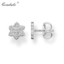 Pendiente de tuerca de copo de nieve para mujer, regalo romántico de alta calidad, estilo europeo, Plata de Ley 925, Circonia cúbica, joyería 2024 - compra barato