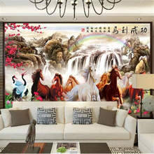 De papel 3d estéreo foto mural ocho caballos hombre viento oro alivio hotel TV de fondo de papel de pared casa decoración 3d papel pintado 2024 - compra barato