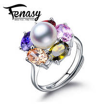 FENASY кольца из натурального жемчуга, идеальное круглое кольцо с натуральным пресноводным жемчугом, кольца для женщин, изысканное кольцо 2024 - купить недорого
