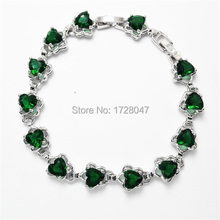 Green Color Women Fashion Jewelry Bracelet & Bangle Rhodium Gold Filled Heart Zircon Bracelets High Quality 2024 - buy cheap
