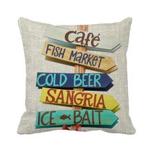 colorful road sign printed custom throw pillowcase retro vintage linen pillow covers for home and sofa bed decoration 2024 - buy cheap