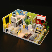 Casa de muñecas en miniatura para niñas, maqueta de casa de muñecas en miniatura de madera, con juegos de muebles, rompecabezas de juguete hecho a mano, regalos creativos para niñas 2024 - compra barato