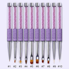 1Pc Gradient Drawing Liner Brush Purple Painting Pen  Rhinestone Handle  Nail Art Tools UV Gel Polish 2024 - buy cheap