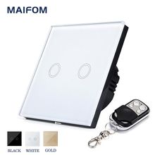 MAIFOM Remote Control Light Switch  EU Standard 2 Gang 1 Way Crystal Glass Panel & LED Indicator Touch Control Wall Switch 2024 - buy cheap