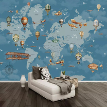 Custom Any Size Mural Wallpaper 3D Cartoon World Map Background Wall Painting Kids Bedroom Living Room Papel De Parede 3D Fresco 2024 - buy cheap